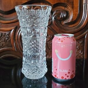 8" Lausitzer Glas Sparkling Lead Crystal Vase Heavy Diamonds Thumbprints